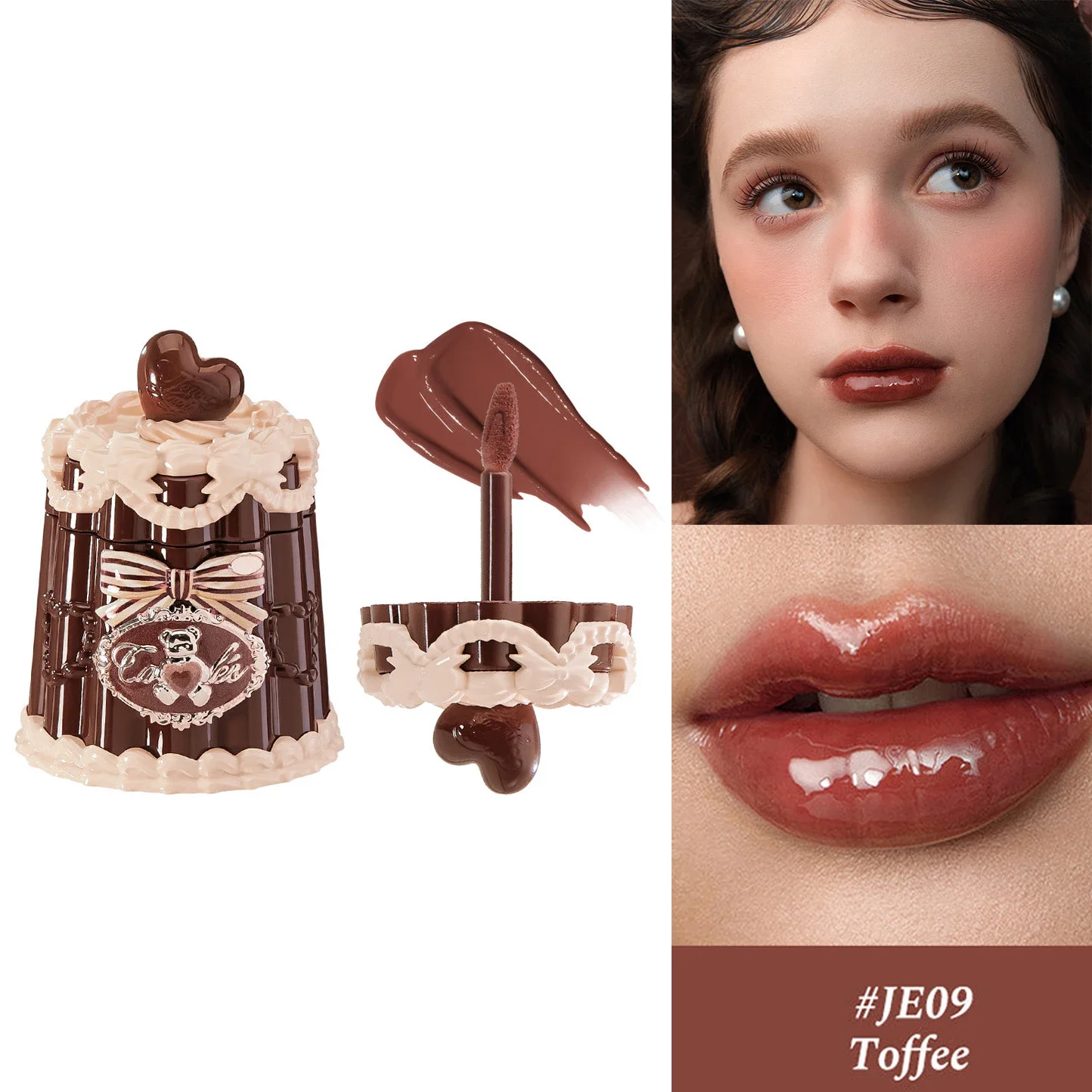 フラワーノーズ スウィーティーベア コーティング リップジェリー 新しいグロッシー ハイドレーティング ノンスティッキー モイスチャライジング ロングラスティング リップティント リップグロス メイクアップ