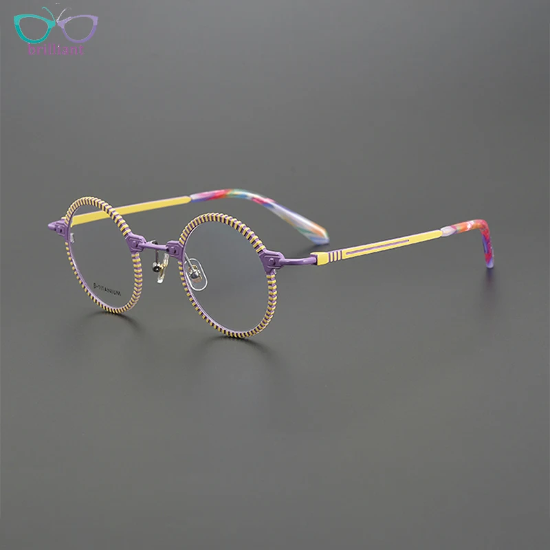 Ultra Light Pure Titanium Retro Round Eyeglass Frame Personalized Color Optical Glasses Men Women Myopia Prescription Eyeglasses