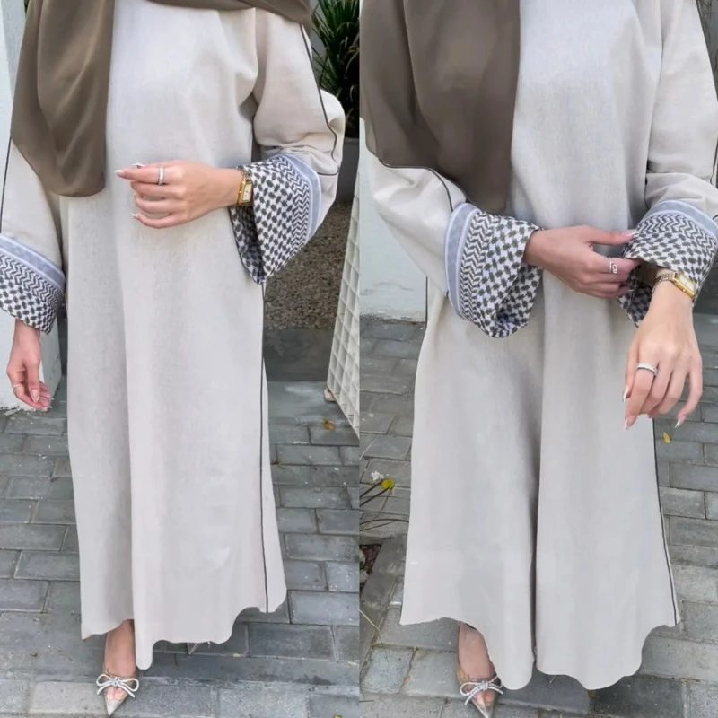 2024 New Dubai Abaya Muslim Women Eid Ramadan Modest Dresses Middle East Türkiye Patchwork Elegant Dress for Party Islam Robe