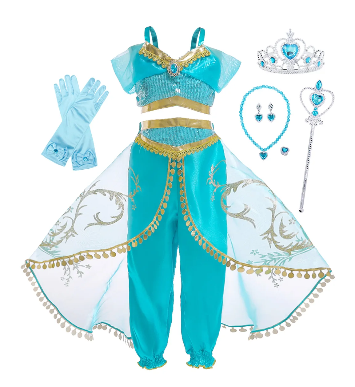 Jurebecia Arabian Princess Costume For Girls Dress Up Birthday Halloween Cosplay Party Dress Up