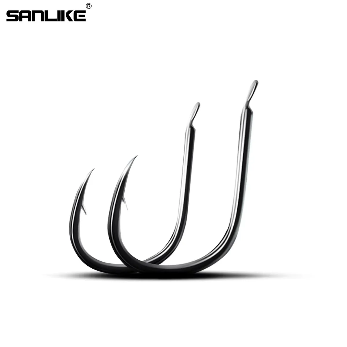 SANLIKE 30pcs Fishing Hooks Carbon Steel Forged Crook Hooks with Barbs Fishing Tools Accessories for grass carp and crucian carp