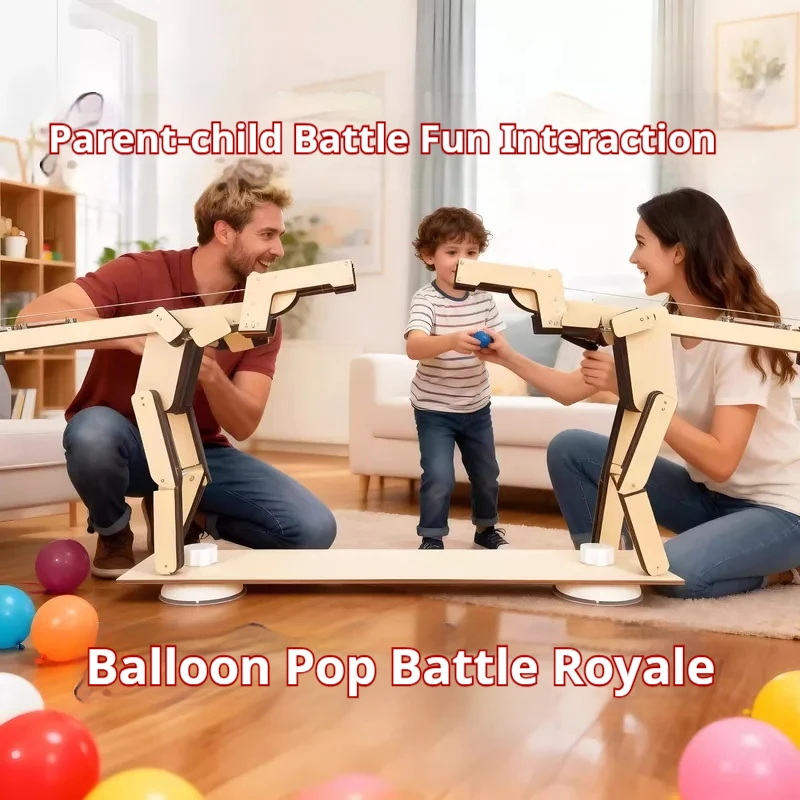 

Balloon Popping Target Shooting Game Set with 12 Safe Darts and Wooden Figure Family Entertainment for All Ages Party