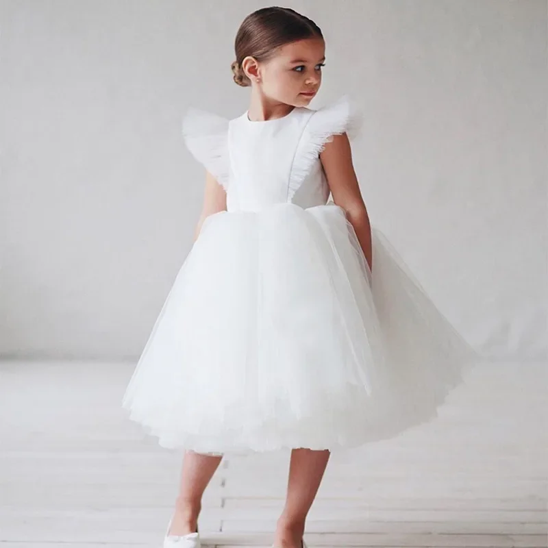 Teenage Girls Dress Children\'s Clothing Party Elegant Princess Long Tulle Baby Girls Kids Lace Wedding Ceremony Dresses