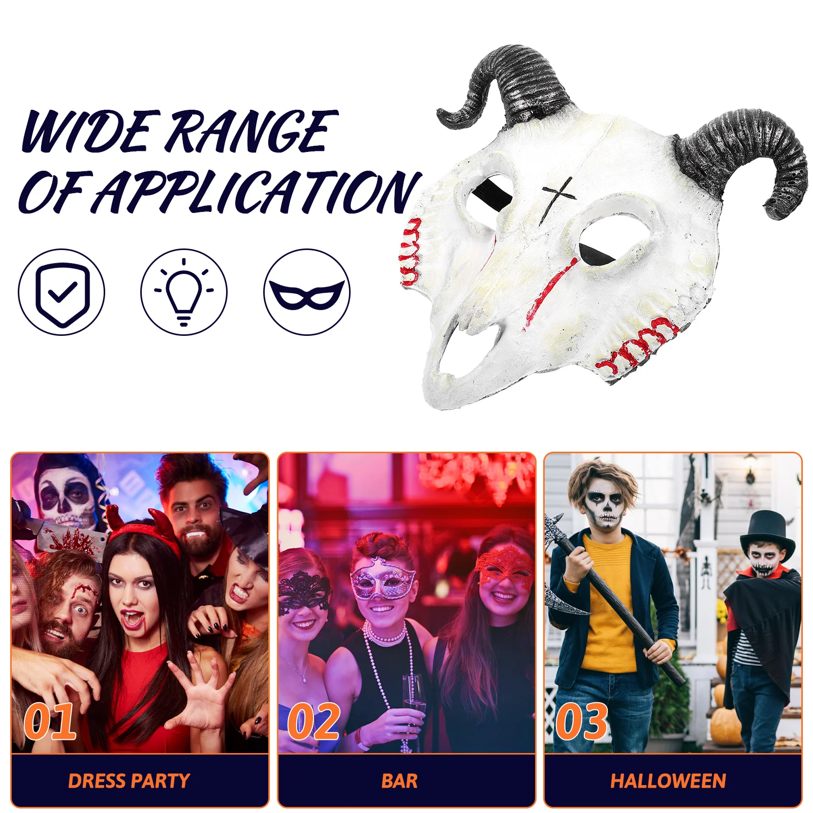 ヤギの頭蓋骨小道具アクセサリーホラースタイルマスクハロウィンヘッドギアマスク大人不気味な仮面舞踏会