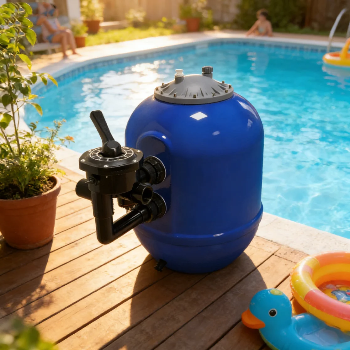 Filtro de Arena para Piscina JFS500 de 500 mm (20 Pulgadas) de Montaje Lateral, Caudal de 9 m³/h, Capacidad de Arena de 85 kg, Laminado de Fibra de Vidrio