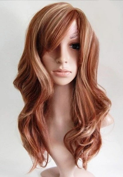 

W28 Темно-рыжий блондин, смешанный волнистый верх, синтетический парик, естественный вид - studio7-uk