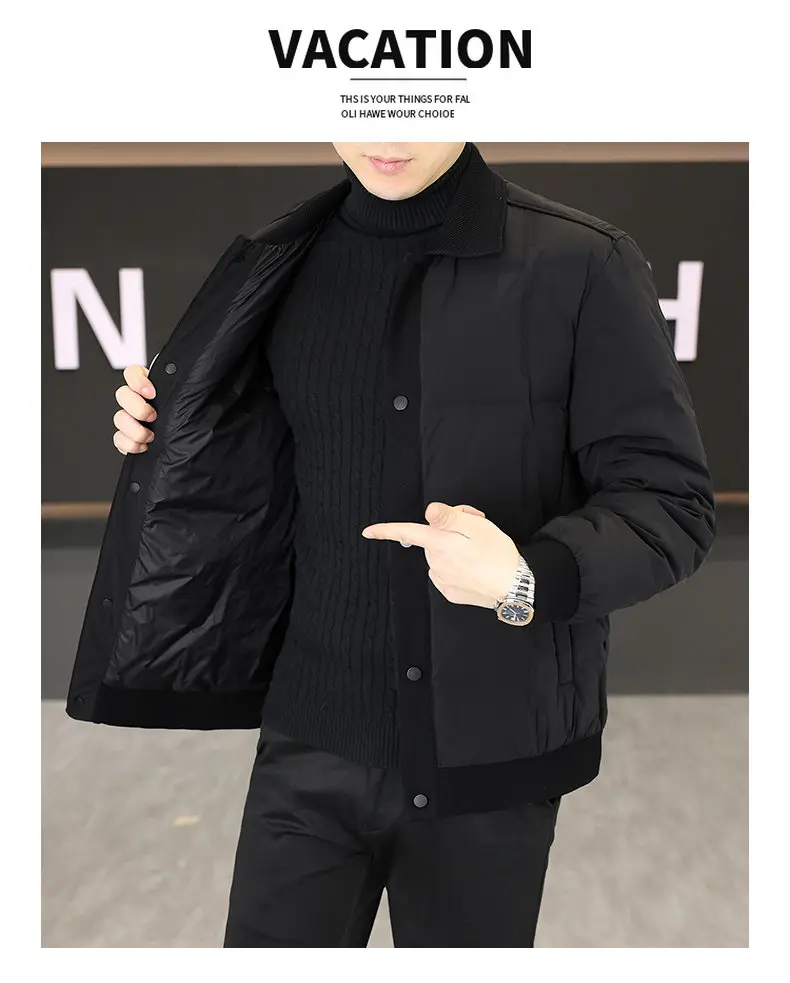 Hochwertige Herren-Einreiher-Daunenjacken 2026 Winter Premium Kurze Wattierte Puffer-Mäntel Oberbekleidung Parkas Oberteile Kleidung – Detail 9