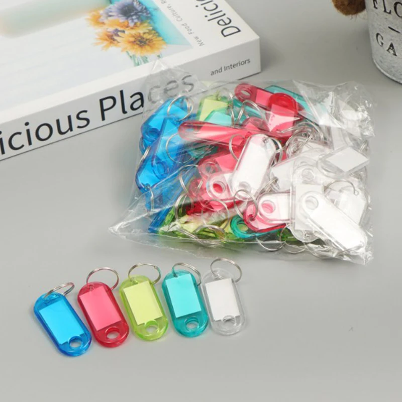 10PCS Plastic Clear Classification Plate Key Tags Label Numbered Name Baggage Tag ID Label Name Tags With Split Rings 6Colors