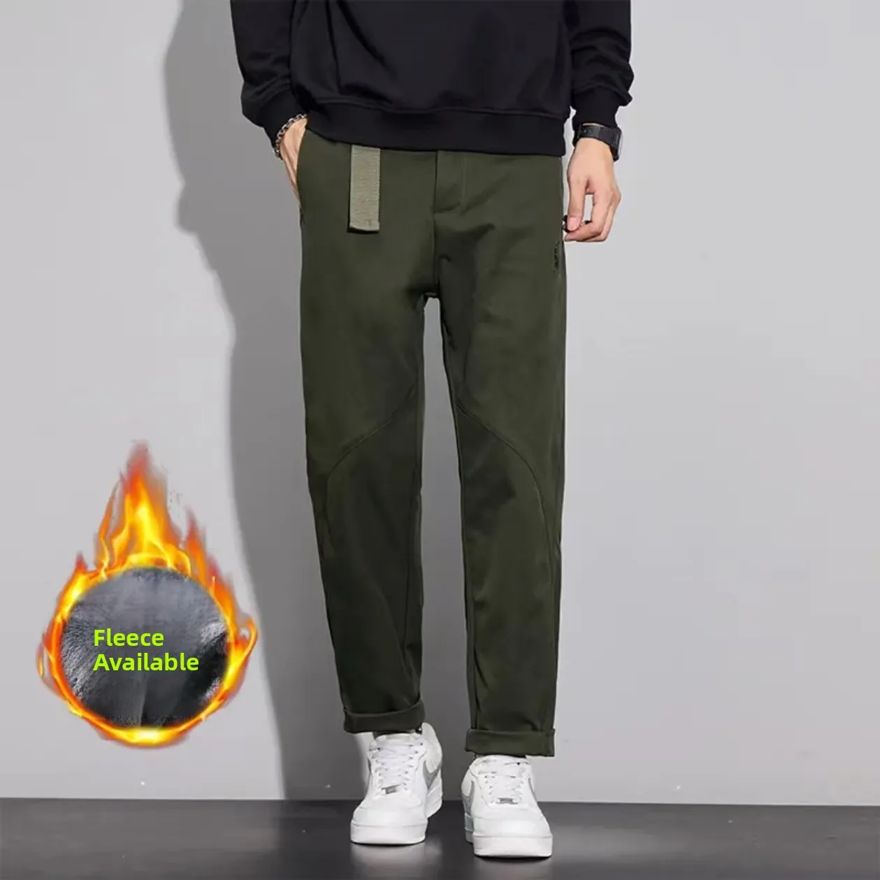 

Men's Fce Lined Straight Leg Casual Pants Breathable Comfortable High Waist Slimming Autumn Winter Faionable Busin Ca...