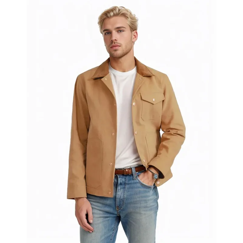 

2024 Spring and Autumn Men's Coat Thin Daily Casual Commuter Jacket Pocket Design Men's Top Clothing