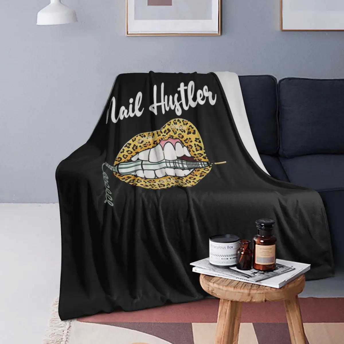 

Leopard Lips With Nail Technician Drill Cool Nail Hustler Blanket Flannel Throw Blanket Bedspread for Bed Living room Picnic