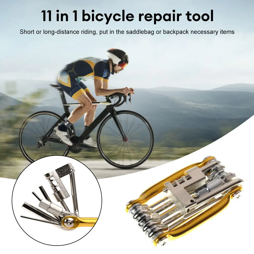 11 in 1 Bicycle Repair Tool Kit Mountain Bike Wrench Screwdriver Chain Hex Spoke Multifunction Bicycle Repair Set Cycling Tool