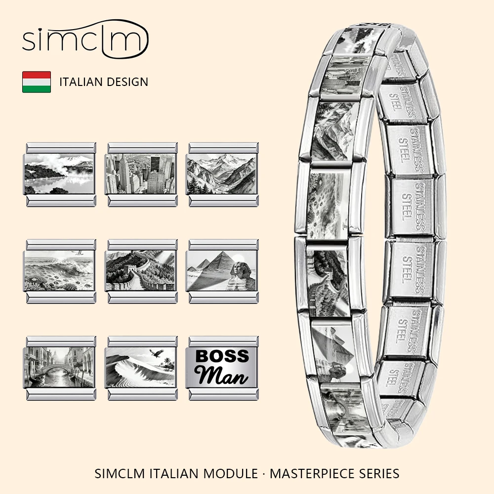 

New 1Pcs 9mm Width Original Personalized Black and White Series Charm Fit 9mm Bracelet Stainless Steel Jewelry Making