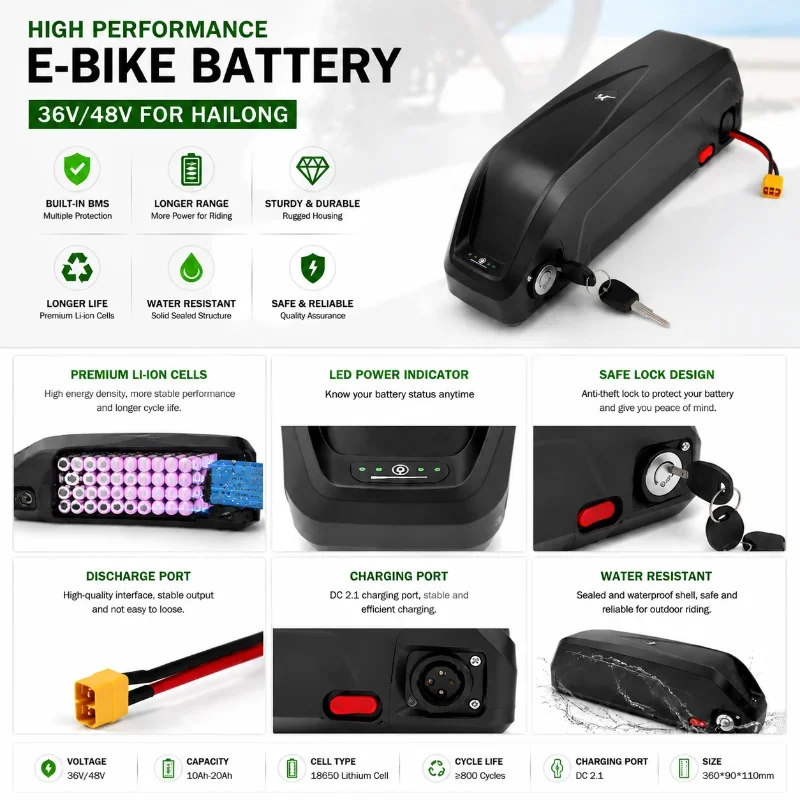 EU-Lager 36V 48V 40Ah E-Bike-Akku 30A BMS für 350W 500W 750W 1000W Motor Schnelle Lieferung Ladegerät Inklusive