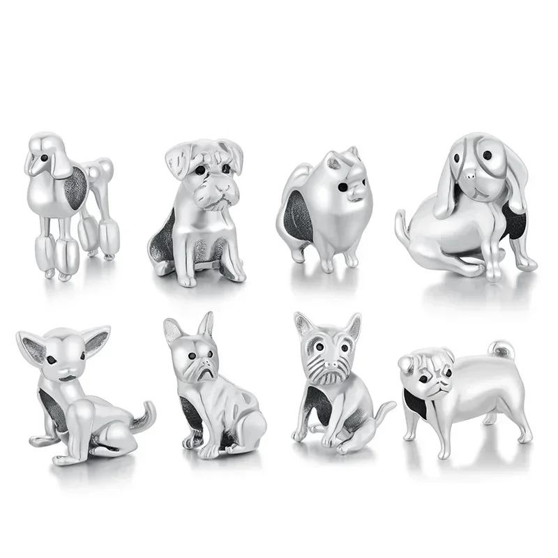 Fit Original Pan Charm Bracelet 100% 925 Sterling Silver Chihuahua Pomeranian Dog Poddle Pug Schnauzer Bead For Making Berloque