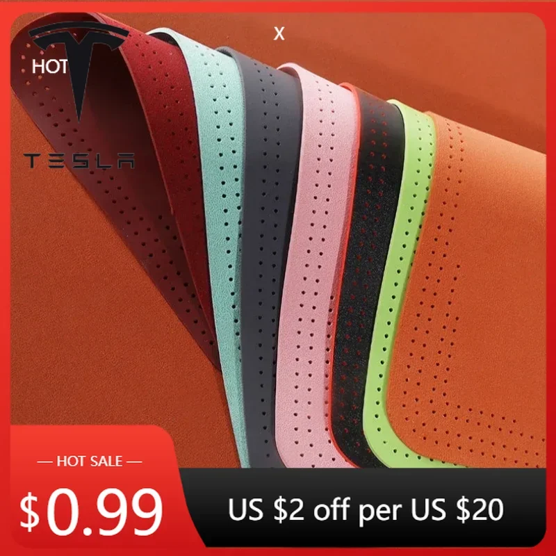 

Car Sticker 2025 New Tesla Leather Car Armrest Mat Universal Interior Auto Armrests Box Mats Dust-proof Waterproof Cushion For t