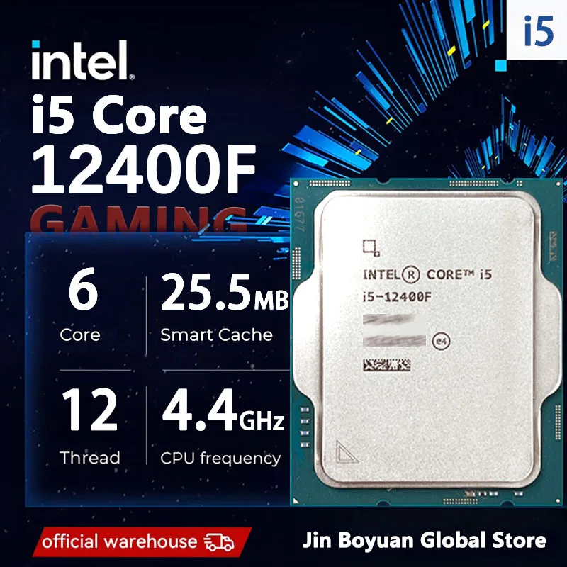 Intel Core i5-12400F i5 12400F 2.5 GHz 6-Core 12-Thread CPU  10NM L3=18M 65W LGA 1700 New but without cooler