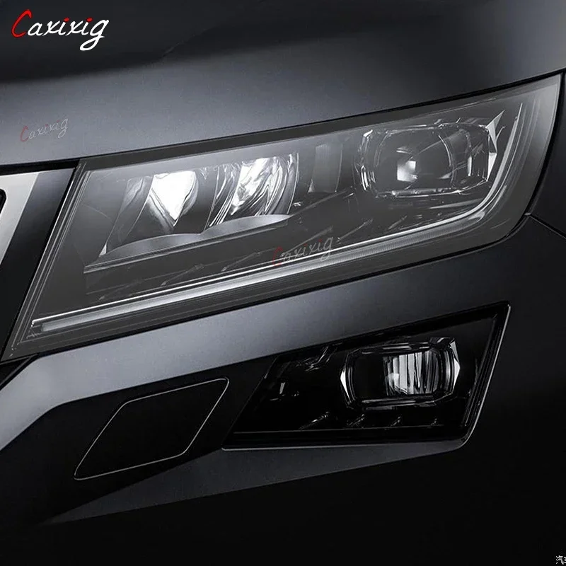

Для Skoda Kodiaq 2016-On RS 2 шт. защитная пленка для фар автомобиля, прозрачная дымчатая черная наклейка из ТПУ, аксессуары