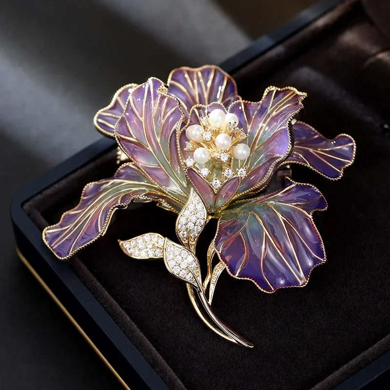 

2025 New high-end and exquisite flower-blooming women's brooch, luxurious peony flower cheongsam coat, brooch accessories
