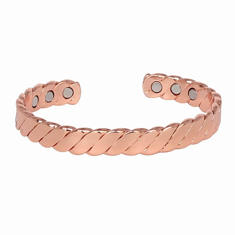 Twist Pattern Copper Magnetic Bracelet for Women, Bio Magnetic Therapy Anti Arthritis Pain Relief Adjustable Health Jewelry Gift
