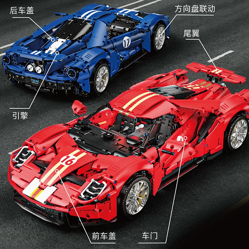 3056Pcs TaiGaoLe Technical Block T5042 Super Car Ford GT 1:8 Model Static Version