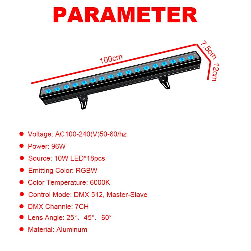 LED Lights Bar 18x10W Wall Wash RGBW 4in1 Lighting With DMX 512 For DJ Disco Party Nightclub