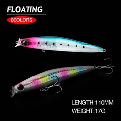 11cm 17g Fishing Lures Floating Minnow Wobbler Long Casting Shallow Water Trolling Jerkbait Artificial Hard Bait Bass Bait MN674