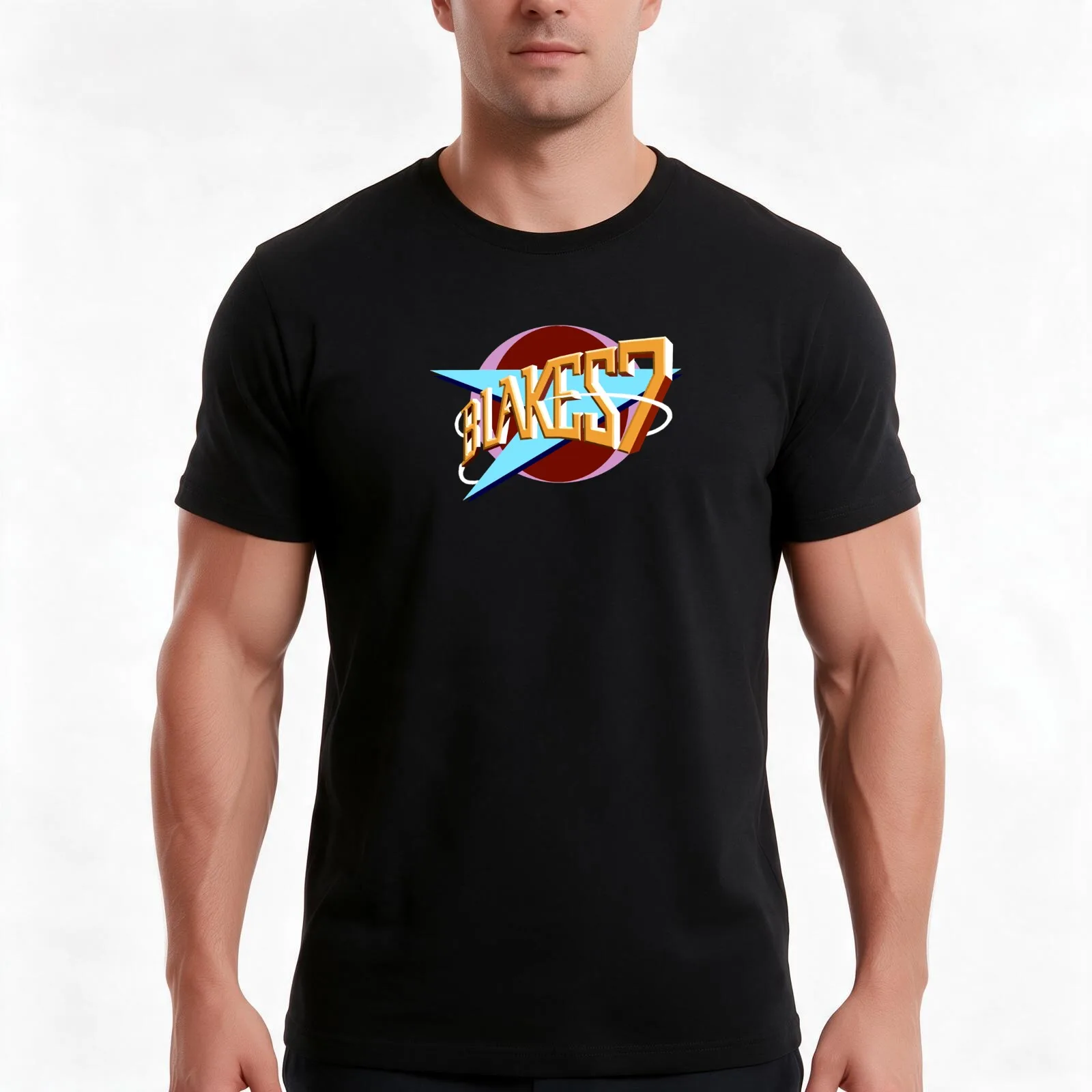 Blakes 7 Logo Classic T-Shirt, Summer Casual Cotton Tee, Oversized Streetwear Tops, Vintage Graphic Print, Unisex Men Women