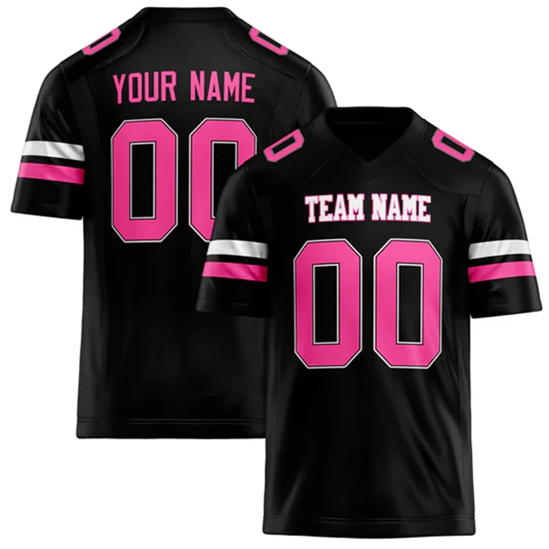 Customized Team Name Number Name Rugby T-shirt Personalized DIY V Neck Black Mens Sports T Shirt Loose Quick Dry Team Uniforms
