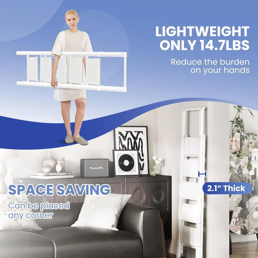 Portable 5-Step Aluminum Step Ladder with Anti-Slip Pedal Compact Fold Multi-Use Rack Stand