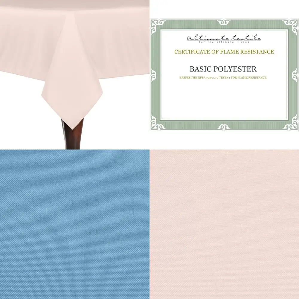 

Ultimate Textile -5 Pack- 60 x 60-Inch Square Polyester Linen Tablecloth, Ice Peach