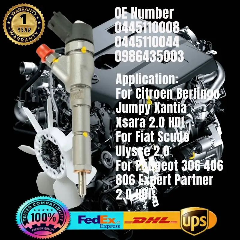 0445110008 0445110044 0986435003 Inyector de Combustible Common Rail para Citroen Berlingo 2.0 HDI, para Fiat, para Peugeot 306 406 2.0 HDI