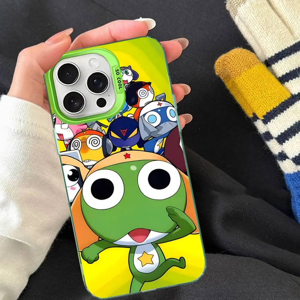 Casing Ponsel Keroro Frog Keren Untuk IPhone 17 16 15 14 13 12 11 Pro Max Plus Warna Perak