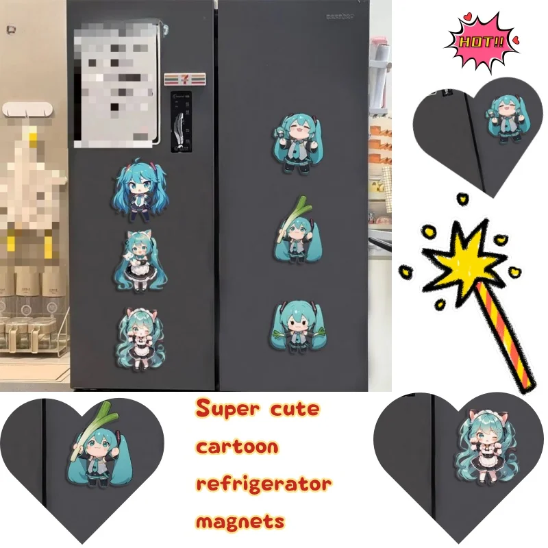 

Hatsune Miku Animation Acrylic plane refrigerator magnetic sticker 4cm household magnetic cute expression decoration