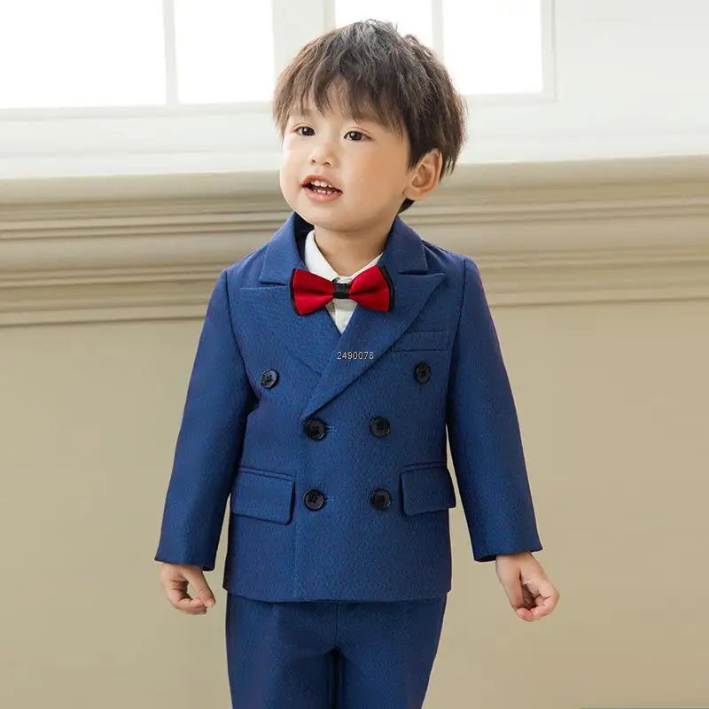 Newborn Kids Formal Jakcet Vest Pants Tuxedo Wedding Dress Flower Boys Ceremony Suit Children Birhtday Party Photograph Costume