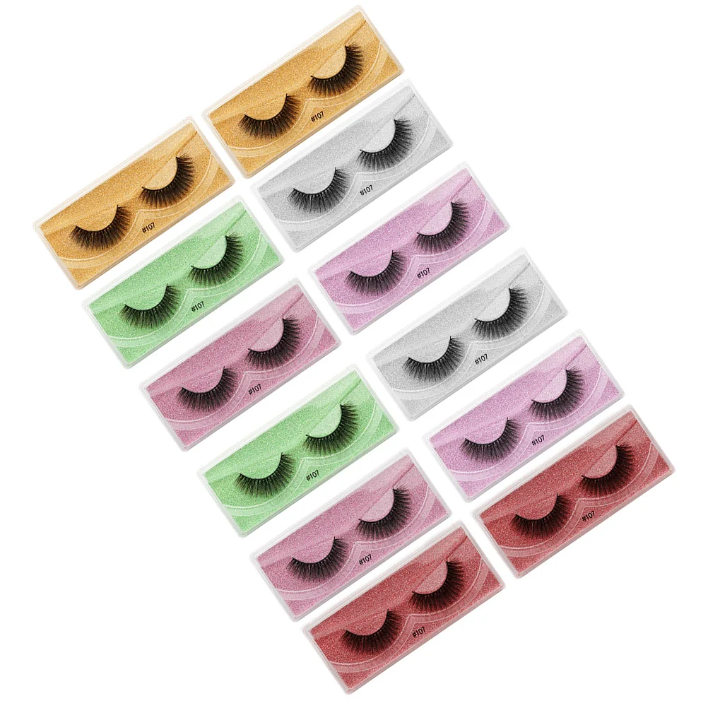

12 Pairs False Eyelashes Set Faux Lashes Thick Dense Women Makeup Kits Party Wedding Photographic Accessory
