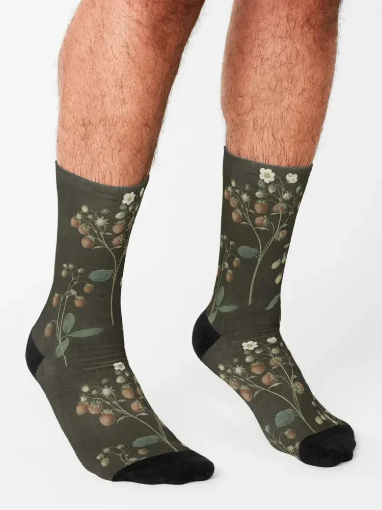 Botanical Wild Strawberry Socks compression Rugby man gift Socks Women's Men's