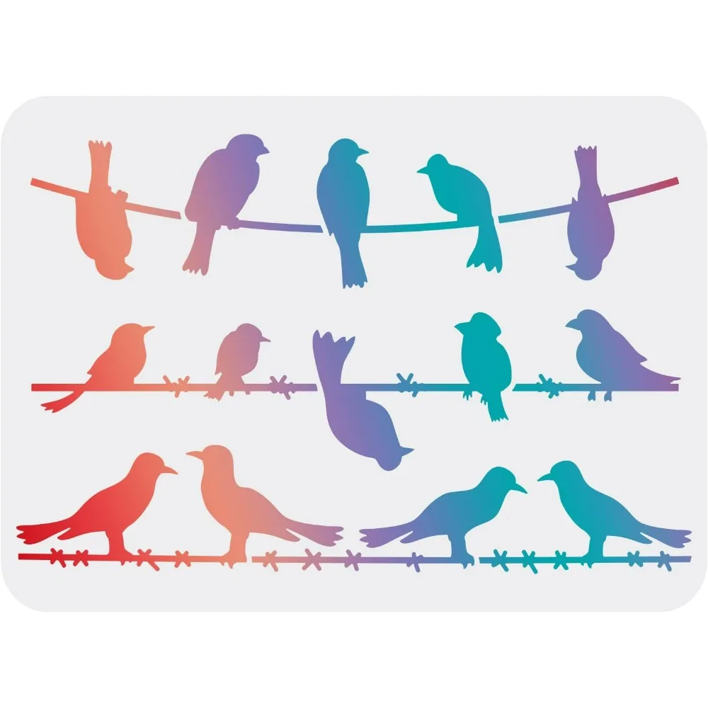 Birds On a Wire Stencil 11.7x8.3 inch Wire Bird Stencils Birds Drawing Stencil Reusable Birds Painting Template DIY Craft