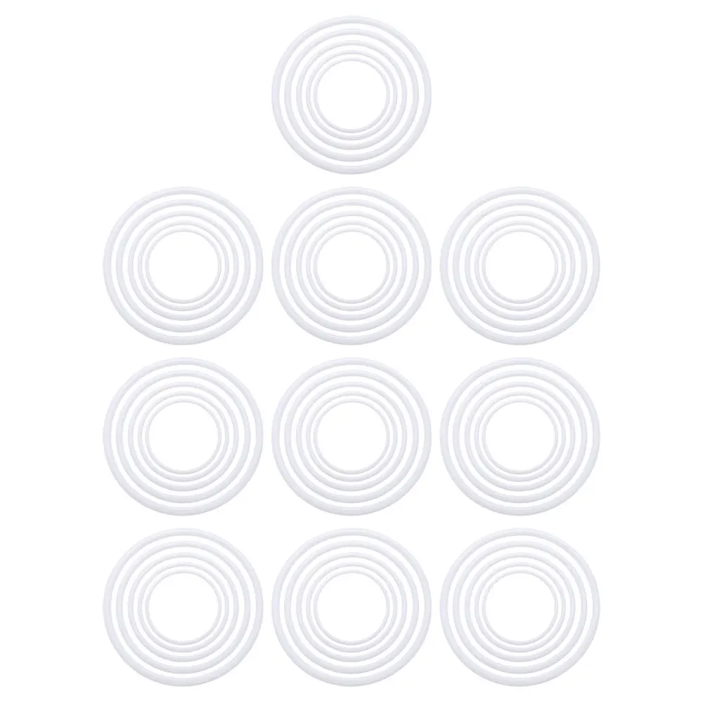 

60Pcs White Craft Rings Plastic Round Hoops for Dreamcatcher DIY Macrame Floral Wreaths Home Car Christmas Crochet Decor