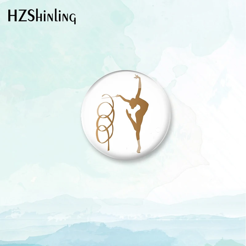 2023 New Rhythmic Gymnastics Ball Silhouettes Badge Brooch Art Pin Backpack Decoration Pins Round Jewelry Women Gift