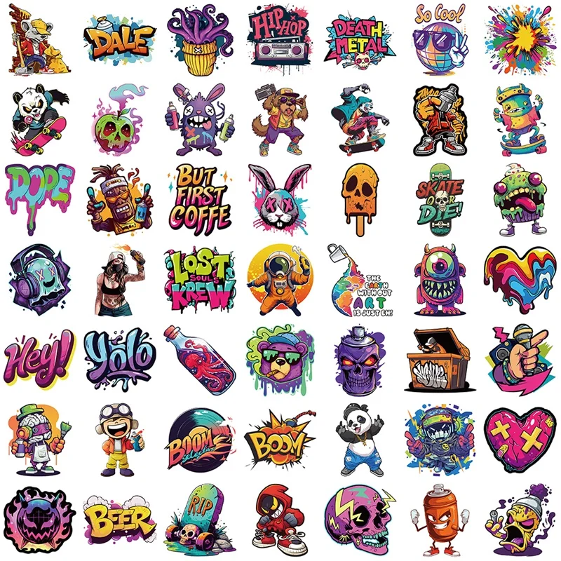 10/30/50PCS Funny Street Paint PVC Sticky Sticker Aesthetic DIY Decoration Scrapbooking Hand Accounting Supplies