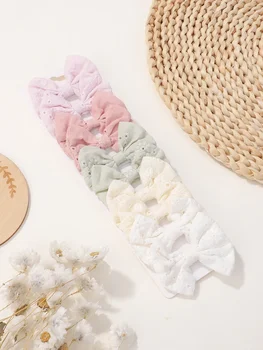 Pinces à cheveux avec nœuds brodés pour filles, barrettes en coton faites à la main, vêtements de sauna papillon pour enfants, accessoires pour cheveux de bébé, 10 pièces par ensemble