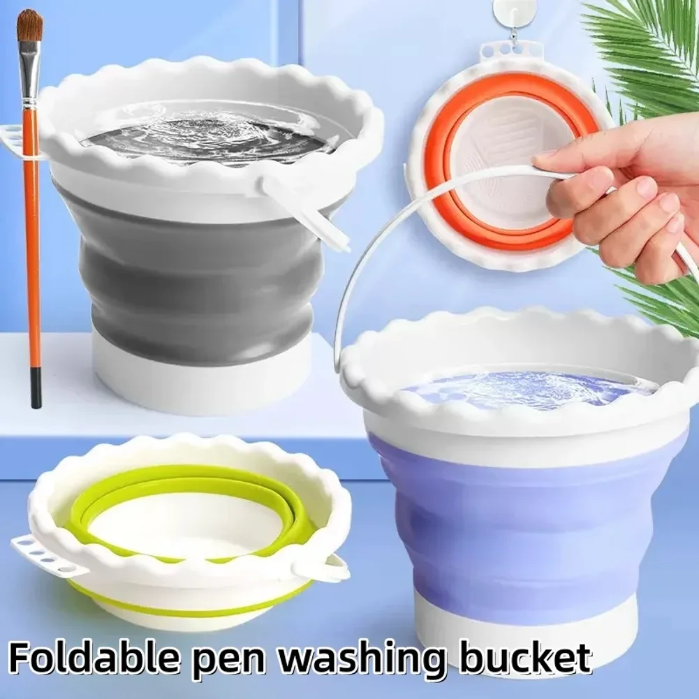 Collapsible Foldable Paint Brush Water Bucket Portable Art Brush Rinsing Cup Container for Artist Students Drawing Painting Supp
