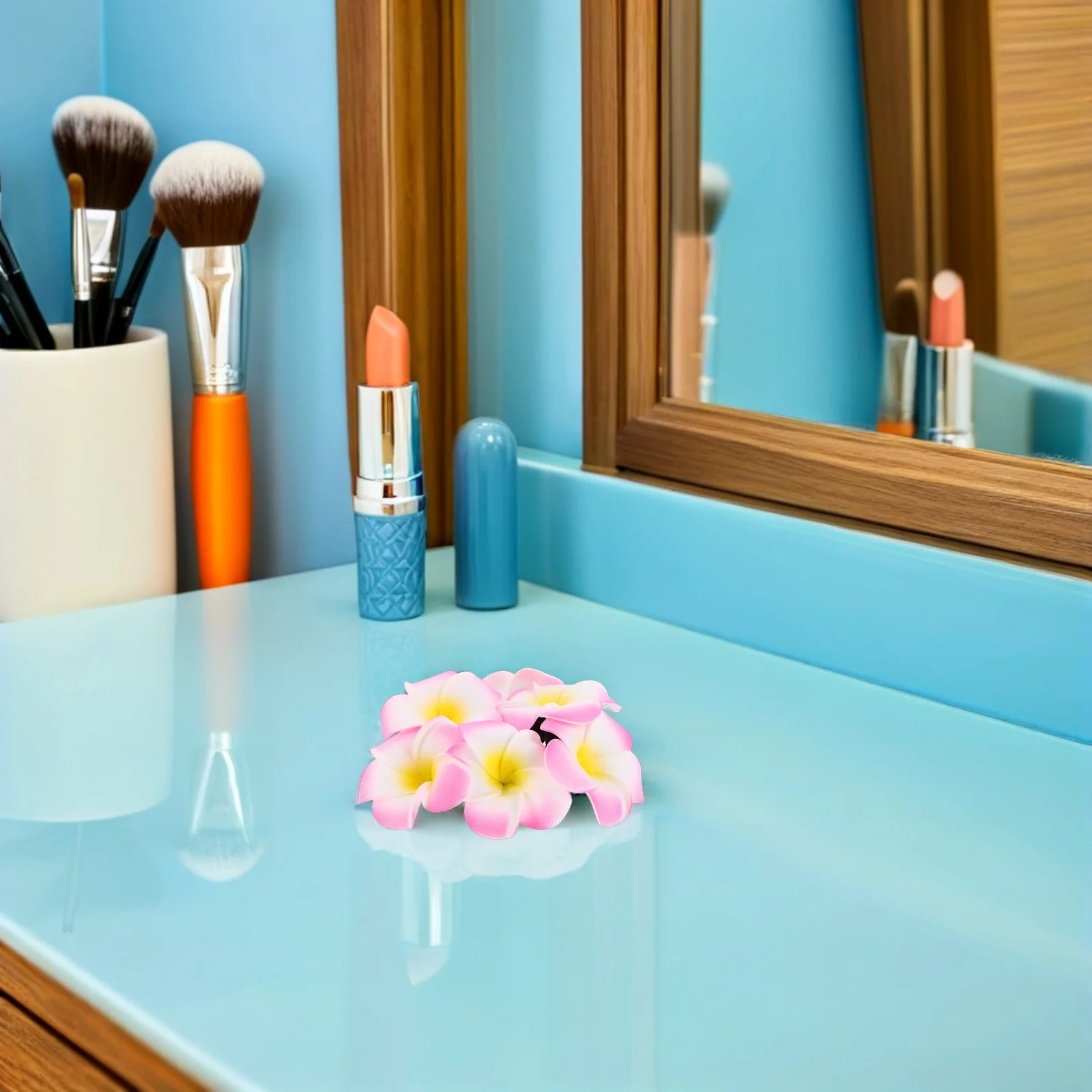 

3Pcs Floral Hair Elastics Simulated Plumeria Flower High Stretch Hair Ties for Women Festival Travel Flower Elastic Band