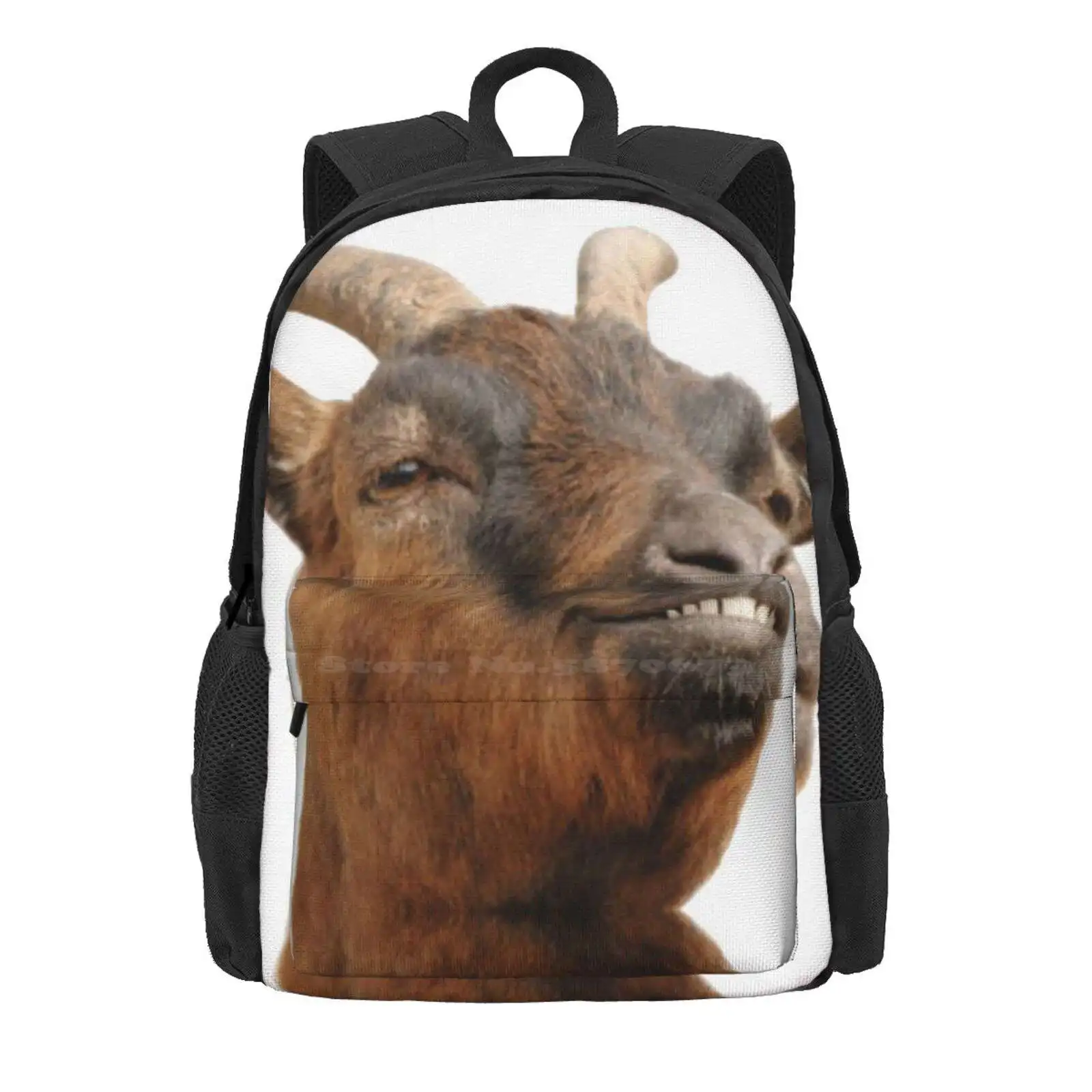 Happy Goat Hot Sale Schoolbag Backpack Fashion Bags Happy Goat Goats Funny Animals Smile Farm Animal