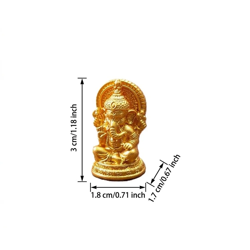 10-Pack Miniature Ganesha Figurines Golden Resin Statues For DIY Terrarium Garden Home Desktop Decor Ornaments 3cm