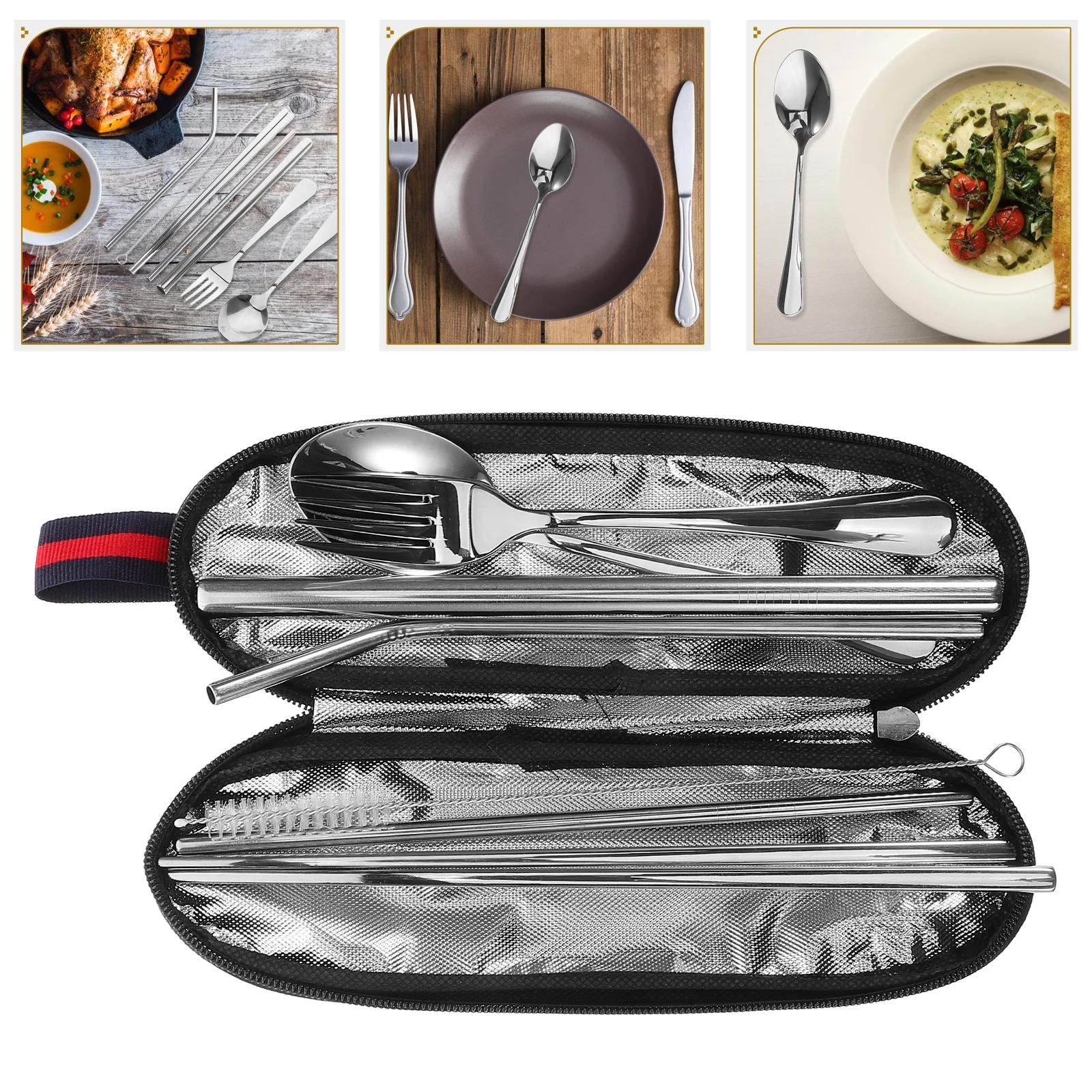 

1Set Outdoor Portable Tableware 304 Stainless Steel Durable Travel Utensil Set Camping Picnic Hiking Essentials