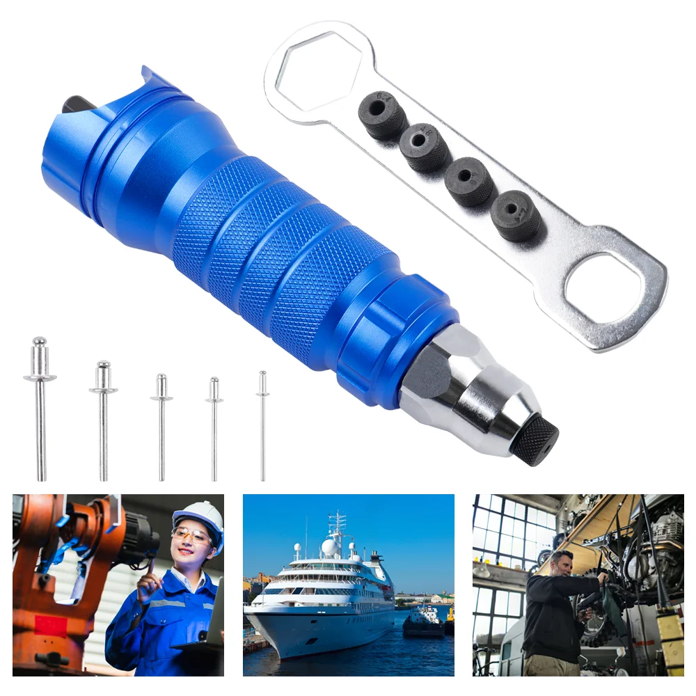 2.4/3.2/4.0/4.8/6.4mm Electric Rivet Gun Converter, Aluminum Alloy Rivet Gun, Pull Rivet Tool, Household Cordless Rivet Gun