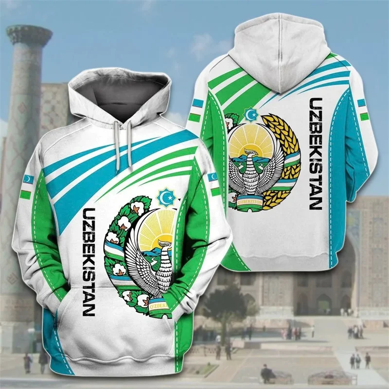 Uzbekistan National Emblem 3D Printed Unisex Hoodie Loose Sweatshirts Autumn Street Sports Pullover Sweatshirts Kid Hoodies