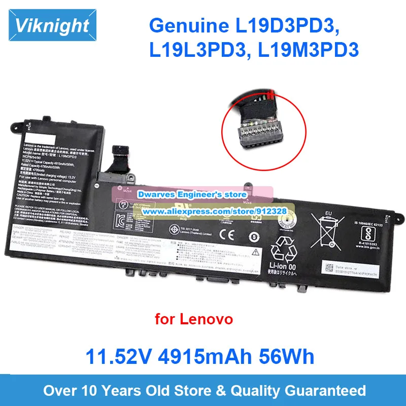 

Genuine L19M3PD3 L19L3PD3 Battery L19D3PD3 11.52V 4915mAh 56Wh for Lenovo IdeaPad S540 13ARE 13IML S540-13 Xiaoxin Pro 13